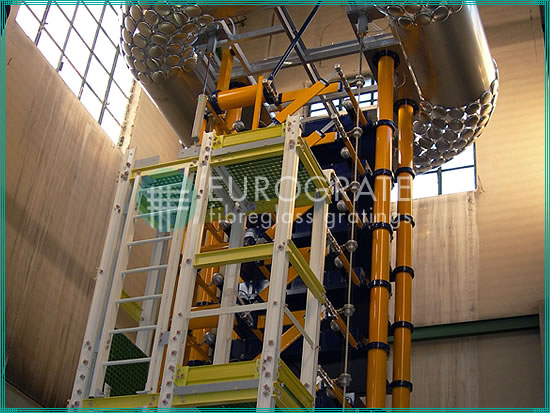 vertical ladders for protecting personnel in a power plant