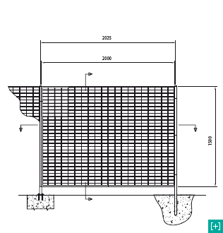 horizontal fencing - front view of 100 x 50 h 28 mesh