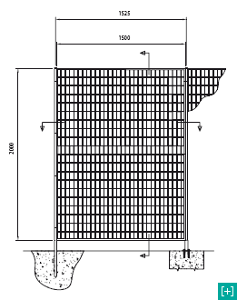 vertical fencing - front view of 100 x 50 h 28 mesh