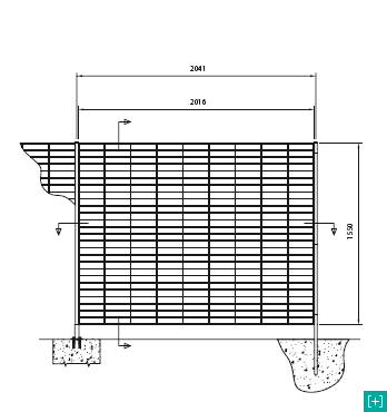 horizontal fencing - front view of 220 x 60 h 40 mesh