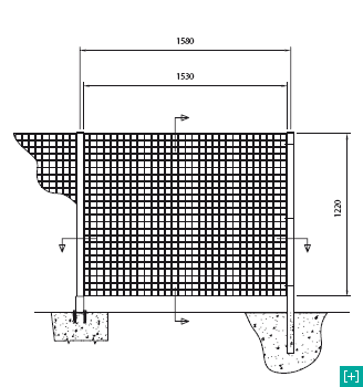 horizontal fencing - front view of 50 x 50 h 15 mesh
