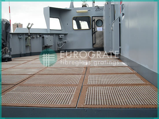 fibreglass walkways installed in a merchant ship