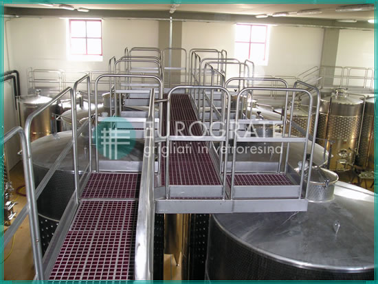 self-supporting structures with safety handrails used in the food sector